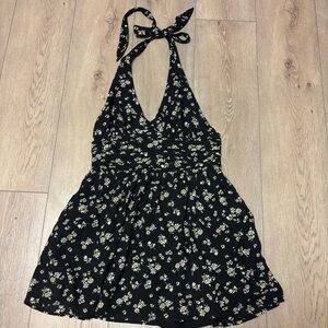 American Eagle Outfitters Black floral dress  With a tie around the neck